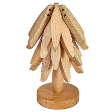 (Walnut) Dessous de plat en bois en forme d'arbre pour théières et autres plats chauds.