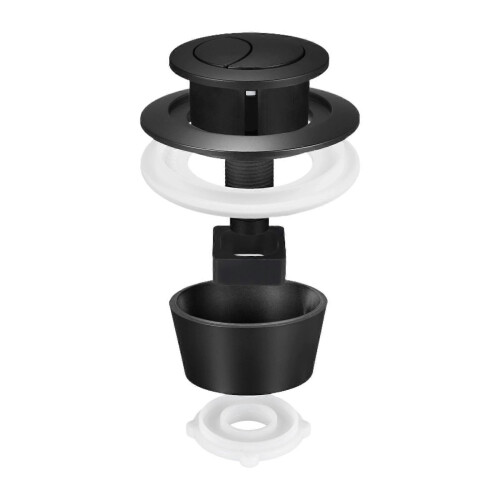 (Black) Universal Toilet Flush Valve Fitting Kit Adjustable Tank Button Water Saving