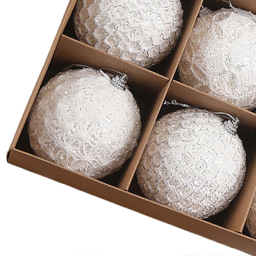 (White) 9x Christbaumkugel-Anhänger als Gastgeschenke 1