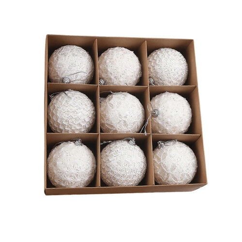 (White) 9x Christbaumkugel-Anhänger als Gastgeschenke 2