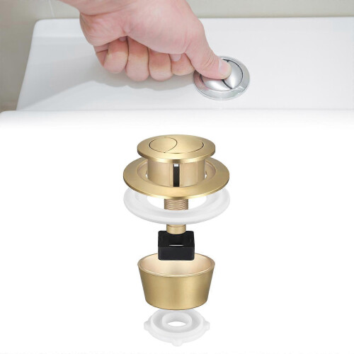 (Gold) Universal Toilet Flush Valve Fitting Kit Adjustable Tank Button Water Saving 2