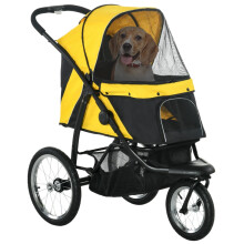 Foldable 3-Wheel Pet Stroller – Yellow