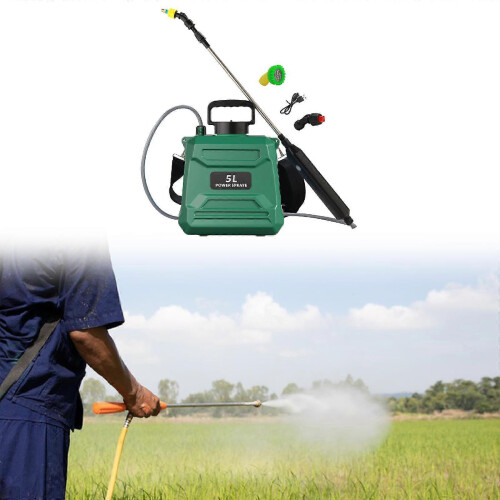 (5L Green) Spruzzatore elettrico portatile con tracolla singola, resistente all'usura e multiuso. 2