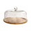 (Style C) Bamboo Cake Stand with Dome Lid for Bread Storage Appetizer Plate and Cake Holder 3