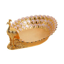 (gold) Peacock Shape Decorative Fruit Bowl Lightweight Serving Tray for Nuts and Snacks