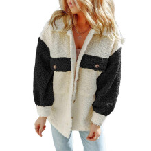 (Black, XL) Warm Oversized Army Green Button Jacket Soft Long Sleeve Coat with Pockets Size S