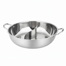 (28CM without Lid) Stainless Steel Divided Hot Pot with Ladles Dual Flavor Cookware Set