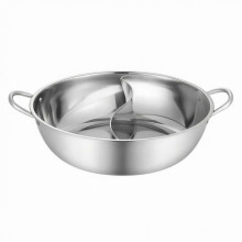 (32CM without Lid) Stainless Steel Divided Hot Pot with Ladles Dual Flavor Cookware Set