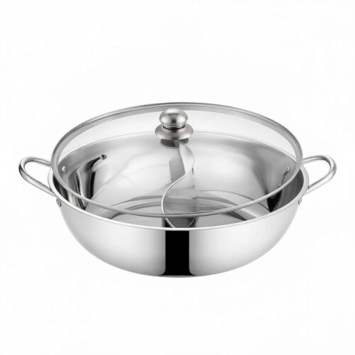 (28CM with Lid) Ensemble de casseroles compartimentées en acier inoxydable avec louches et double saveur