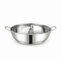 (36CM without Lid) Stainless Steel Divided Hot Pot with Ladles Dual Flavor Cookware Set