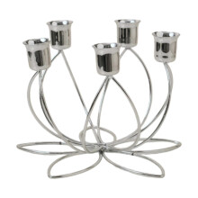 (Silver, For 5 Candles) Elegant Metal Candelabra Taper Candle Holder Candlestick Stand for Home Decor