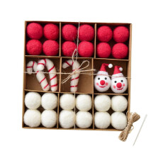 (Red and White) Lekkie filcowe bombki świąteczne wiszące kule ozdoby DIY