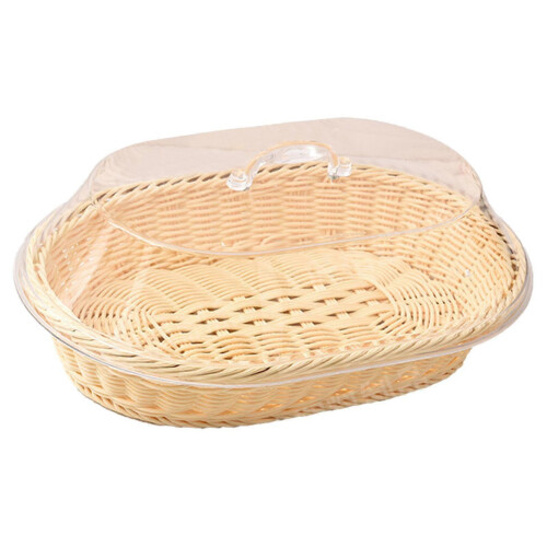 (L) Kitchen Bread Basket Serving Tray with Lid Fruit Holder Food Storage