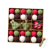 (Green) Leichte Weihnachtskugeln aus Filz zum Aufhängen, DIY-Ornamente