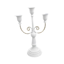 (White) Elegant Metal Candelabra Taper Candle Holder Simple Centerpiece for Pillar Candle Crafts