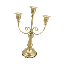 (Gold) Elegant Metal Candelabra Taper Candle Holder Simple Centerpiece for Pillar Candle Crafts