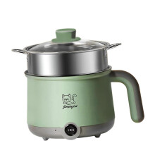 (green) Portable Electric Mini Ramen Cooker 2-Gear Multifunctional Hot Pot with Steamer