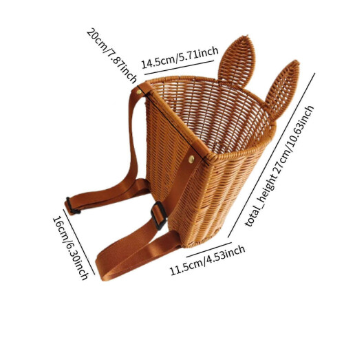(rabbit) Rustic Tea Leaves Picking Backpack Basket for Farm Garden Vacation 1