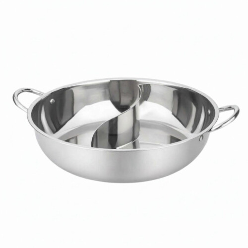 (28CM without Lid) Ensemble de casseroles compartimentées en acier inoxydable avec louches et double saveur 1