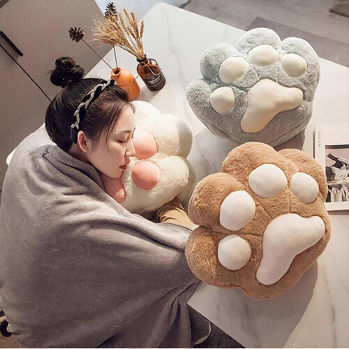 (White) Gift Cute Lovely Cat Paw Couch Cushion Sofa Throw Pillow Blanket 1