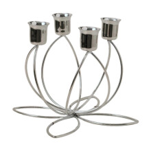 (Silver, For 4 Candles) Elegant Metal Candelabra Taper Candle Holder Candlestick Stand for Home Decor