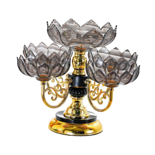(Black) Light Luxury Rotating Flower Snack Tray Fruit Dessert Bowl Server 2