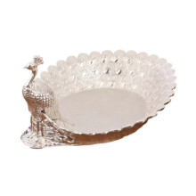 (silver) Peacock Shape Decorative Fruit Bowl Lightweight Serving Tray for Nuts and Snacks