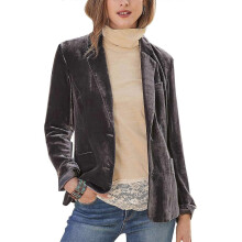 (Khaki, L) Women's Casual Button Front Cardigan Blazer with Pockets for Work