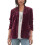 (Burgundy, M) Women's Casual Button Front Cardigan Blazer with Pockets for Work 1