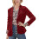 (Red, S) Women's Casual Button Front Cardigan Blazer with Pockets for Work 1