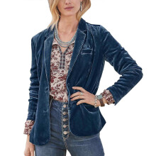 (B, XL) Women's Casual Button Front Cardigan Blazer with Pockets for Work
