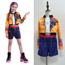 (Rumi(Top+Jacket+Short), 130/6-7 Years) UK Kids Girls K-Pop Demon Hunters Rumi Mira Zoey Cosplay Costume Fancy Dress Set