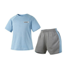 (light blue, 9Y) Boys Ice Feel Quick Dry Sport Suit Kids Moisture Wicking Set Breathable Running Training Wear Summer Athletic Outfit