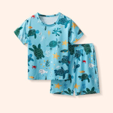 (blue, 7Y(130cm)) Kids Summer Short Sleeve Shorts Set Ocean Fresh Trendy 2 Piece Outfit Boys Girls Casual Sportswear