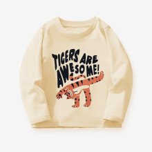 (yellow, 7Y（130cm）) Kids Long Sleeve T-Shirt Boys Fall Winter Cartoon Animal Print Crew Neck Top Soft Cotton Pullover 3-8 Years