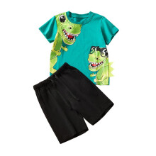(green, 6Y（120cm）) Kids Summer Short Sleeve T-Shirt 2 Piece Set for Boys Girls Casual Breathable Lightweight Tee Outfit