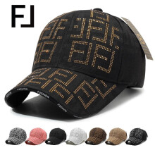 (Black gold diamond) Unisex Baseball Cap Casual Letter F Snapback Hat Breathable Sun Visor Adjustable Size for Men Women Couple Summer Outdoor