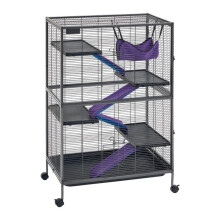 Jaula de Metal para Pequeños Animales 127 cm-Duoku-Modelo de 5 Niveles con Ruedas, Adecuada para Chinchillas, Conejos y Cobayas
