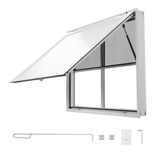 Raam voor Voedseltruck 122x91,5 cm - Duoku - met Luifel, Ideaal voor Mobiele Verkoop. Inclusief 2 Vaste Ruiten.