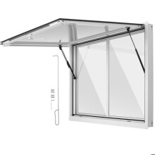 Raam voor Voedseltruck 122 x 91,5 cm - Duoku - met Opklapbaar Luifel, Ideaal voor Mobiele Winkels, Zonder Beglazing