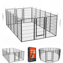 Tiergehege 102 cm - Duoku - 16 faltbare Metallpaneele schwarz, geeignet für Welpen, Katzen und andere Haustiere.