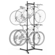 Supporto per il Riconoscimento di 4 Biciclette-Duoku-Portabiciclette Verticale Autoportante con Ganci Regolabili in Altezza, Realizzato in Acciaio al