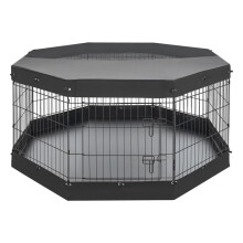 Tiergehege 76 cm - Duoku - 8 Metallpaneele mit Dach und schwarzem Boden, geeignet für Welpen, Katzen und andere Haustiere.