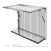 Voorkant voor Voedseltruck 122x91,5 cm-Duoku-met Opvouwbare Plank, Voorzien van 4 Schuifpanelen met Horren