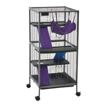 Jaula de Metal para Pequeños Animales 113 cm-Duoku-Estructura de 4 Niveles con Ruedas, Adecuada para Hurones, Cobayas
