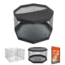 Tiergehege 91 cm - Duoku - 8 Metallpaneele mit Dach und Boden, geeignet für Welpen, Katzen und andere Haustiere