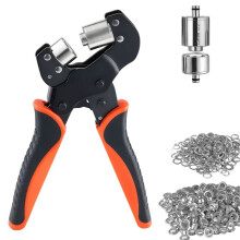 Punzón de Ojetes 12 mm-Duoku-con Kit de Herramientas y 500 Ojetes Plateados, Incluyendo Troquel, Bloque y Herramienta de Perforación para Cuero