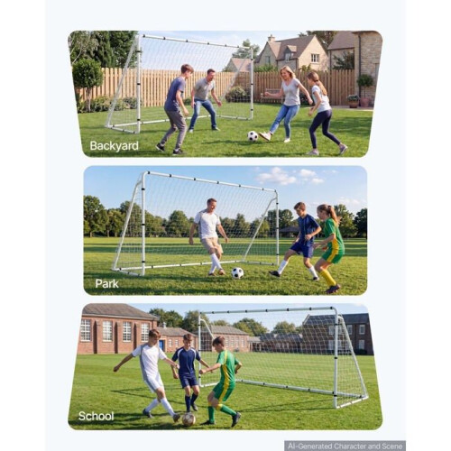 Voetbaldoel - DUOKU - DKS-36632 - 3,66x1,83 m - Robuust metaal - Witte PE net 1