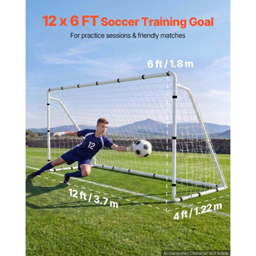 Voetbaldoel - DUOKU - DKS-36632 - 3,66x1,83 m - Robuust metaal - Witte PE net 2