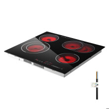 Plaque Vitrocéramique 4 Zones 59 cm-Duoku-Table de Cuisson Électrique 6600 W, Installation Encastrée ou Posable, Commandes Tactiles